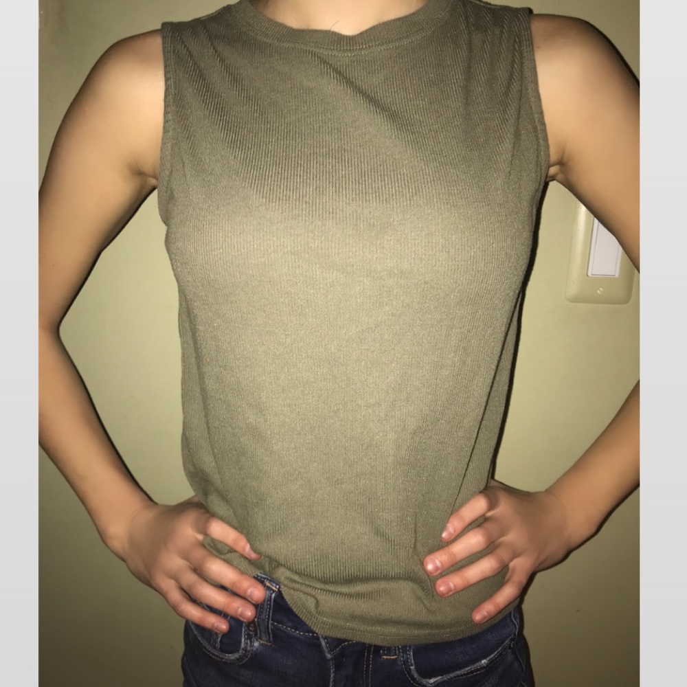 Army green high neck tank
